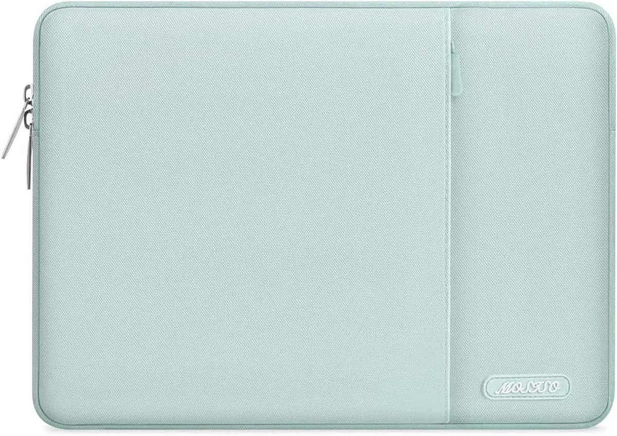 MOSISO Laptop Case 13.3 inch, 13-13.3 inch Laptop Sleeve Compatible with MacBook Air/Pro 13 / Pro 14, HP Dell ASUS Lenovo Notebook, Polyester Vertical Computer Sleeve Bag with Pocket, Mint Green