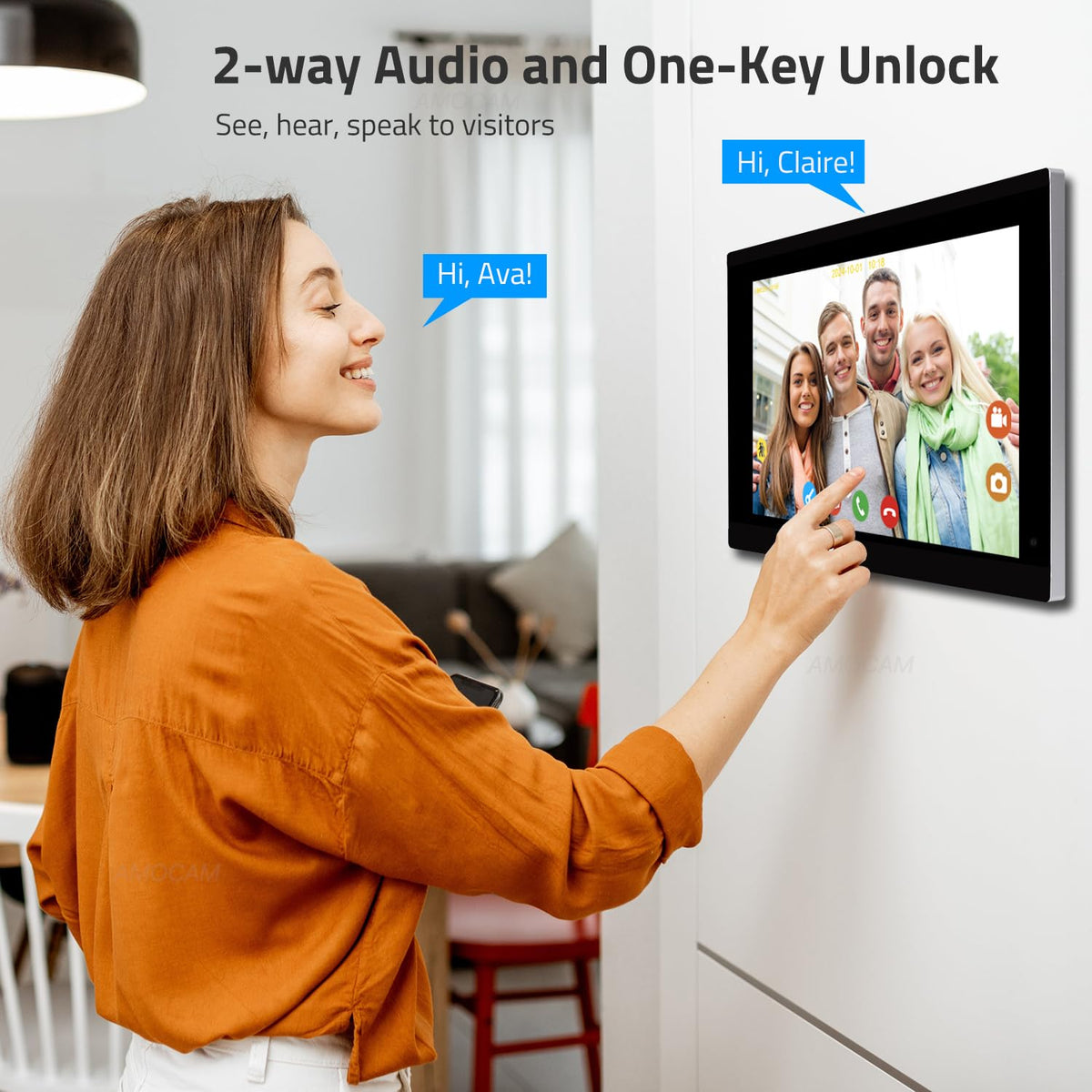 2 Wired Video Intercom System, 7 Inches Video Doorbell HD Camera with Monitor, WiFi Tuya App Remote Intercom Unlock, No Monthly Fees, Video Door Bell