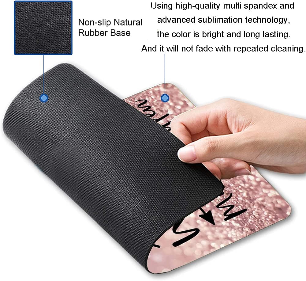 Inspirational Quote Mouse Pad, Stay Positive Work Hard and Make It Happen Motivational Pad for Women, Square Waterproof Non-Slip Rubber Base MousePads Office Laptop