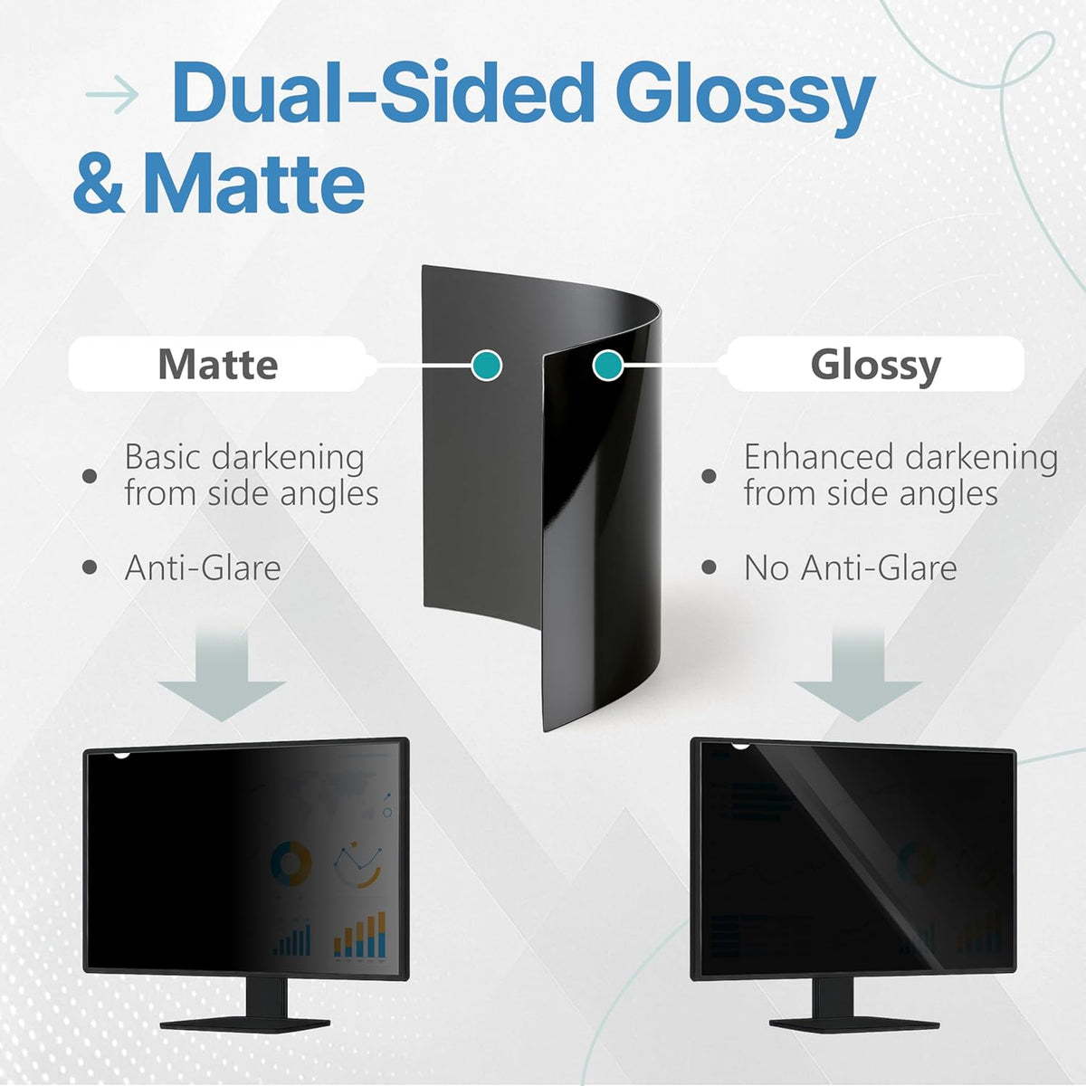 VINTEZ 22 Inch 16:10 Privacy Screen for Computer Monitor and Laptop - Anti Glare Protector Film Blue Light Filter Eye Protection - Computer Screen Privacy Shield, [1 Pack]