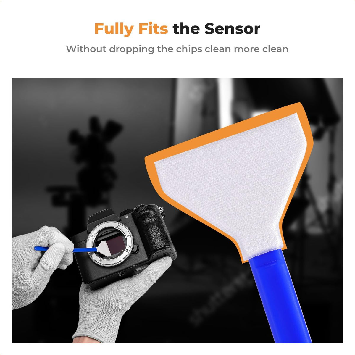 K&F Concept 10 Pack Full-Frame Sensors Cleaning Swabs, DSLR SLR Digital Camera Dry CCD CMOS Clean Swabs Compatible with Nikon Sony Canon DSLR Camera Sensor, 24mm x 20mm