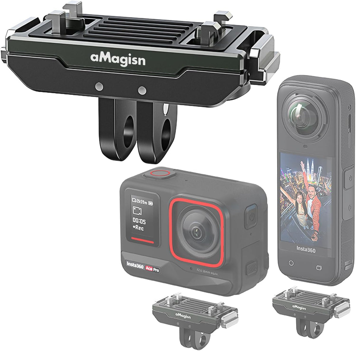 Honlyn Insta360 X4 Air/X5/ 2/Ace Metal Magnetic Mount Compatible with Ace Pro Pro Quick Release Adapter