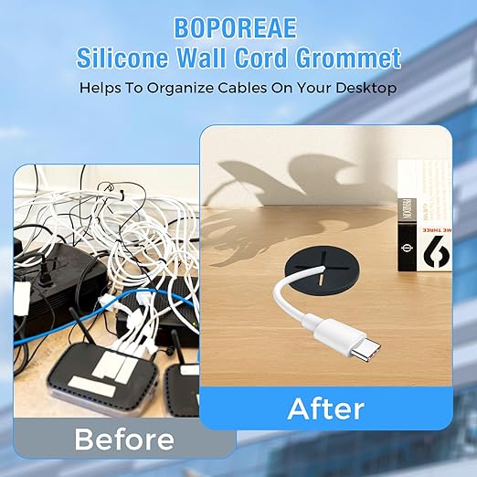 BOPOREAE Desk Grommet, 3/4 in 20 mm White 15 Pcs Silicone Rubber Grommets