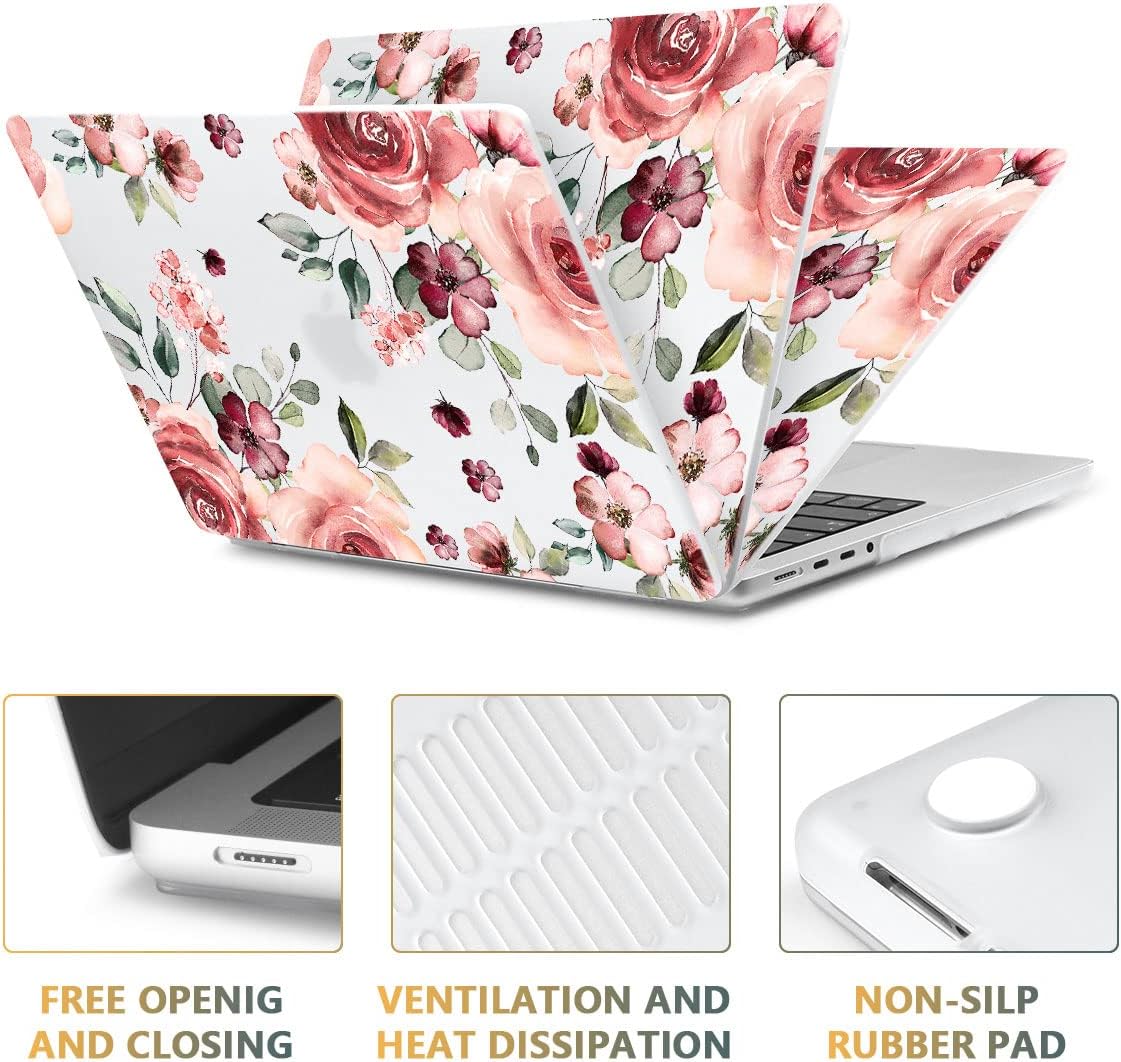 CISSOOK Matte Frosted Floral Hard Shell Case for MacBook Pro 14 Inch 2024 2023 2021 Release Model M4 A3112 A3185 A3401 M3 A2992 A2918 M2 A2779 A2442 M1 Pro/Max, Case for MacBook Pro 14" with Touch ID