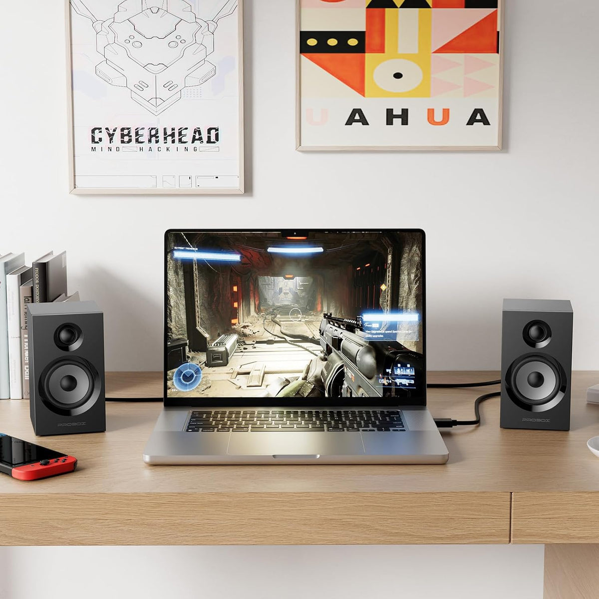 BT16 Active Bookshelf Speakers 3.5" Woofer with 1" Tweeter, 60W RMS-Bluetooth 5.3, Built-in 24bit DAC Dynamic 3D 2.0 Surround Sound, Computer Gaming PC Speakers - Black