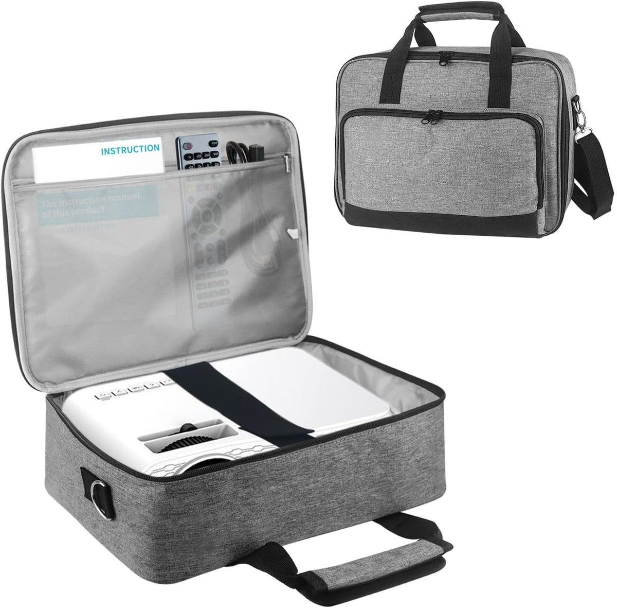 Grekos Projector Carrying Bag, Projector Carrying Case for Accessories, Portable Carrying Bag with Laptop Compartment