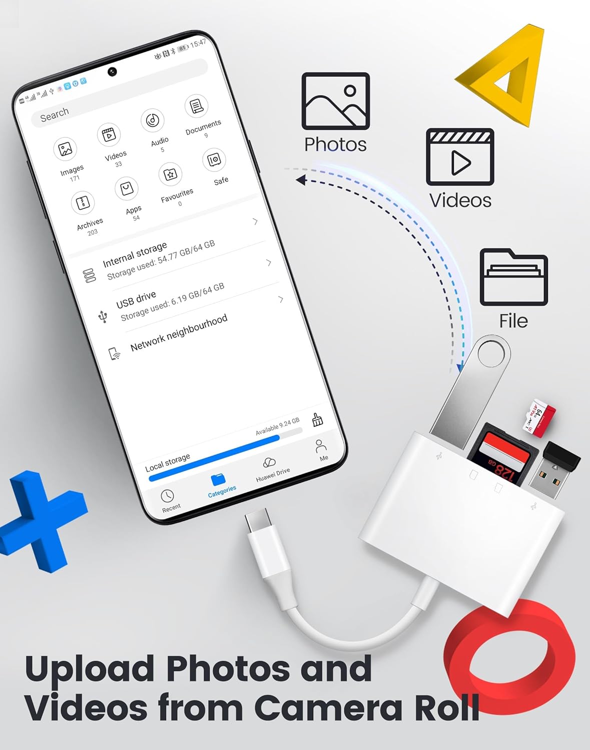 USB C SD Card Reader, Type C 4-Slots Memory Card Adapter with Dual USB Ports, Supports SD, MicroSD, Compatible with iPhone 15,iPhone 16, iPad, Mac, Laptop, MacBook, Android Galaxy