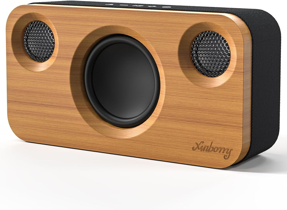 Bluetooth Speaker with Deep Bass, 40W(Peak) Wireless Portable Speaker with AUX, TF Card, Stereo Sound Wood Home Audio Sync up to 100 Bluetooth 5.3 Speakers for Home Party, Outdoor Camping