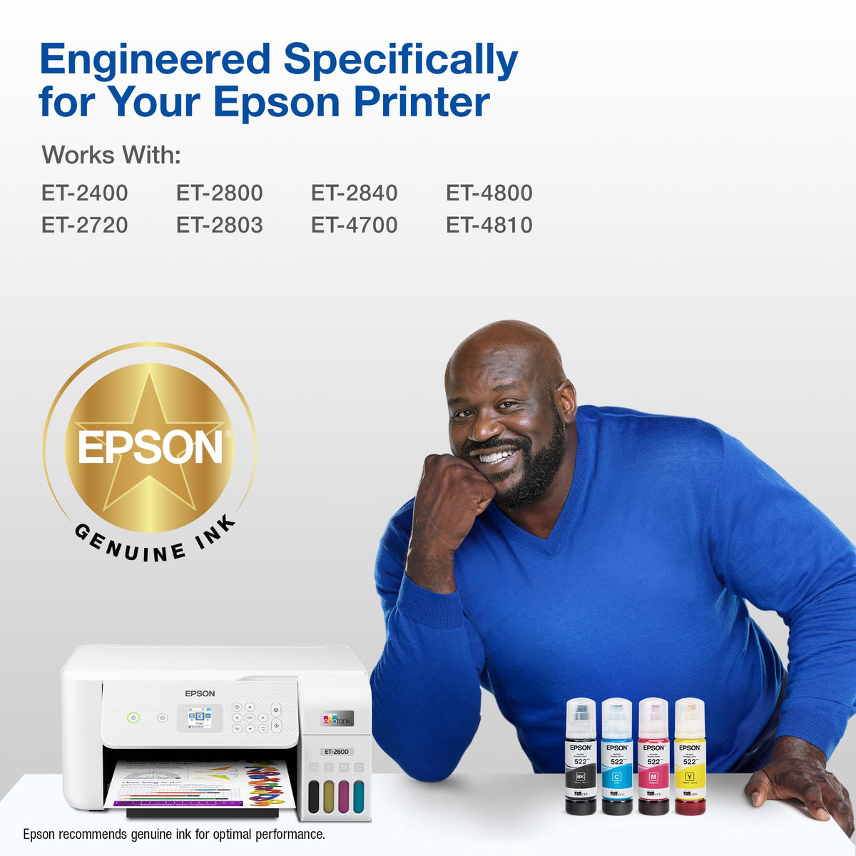 Epson 522 EcoTank Ink Ultra-high Capacity Bottle Black & Color Combo Pack (T522120-BCS) Works with ET-2720, 2800, 2803, 2840, 4700, 4800, 4810