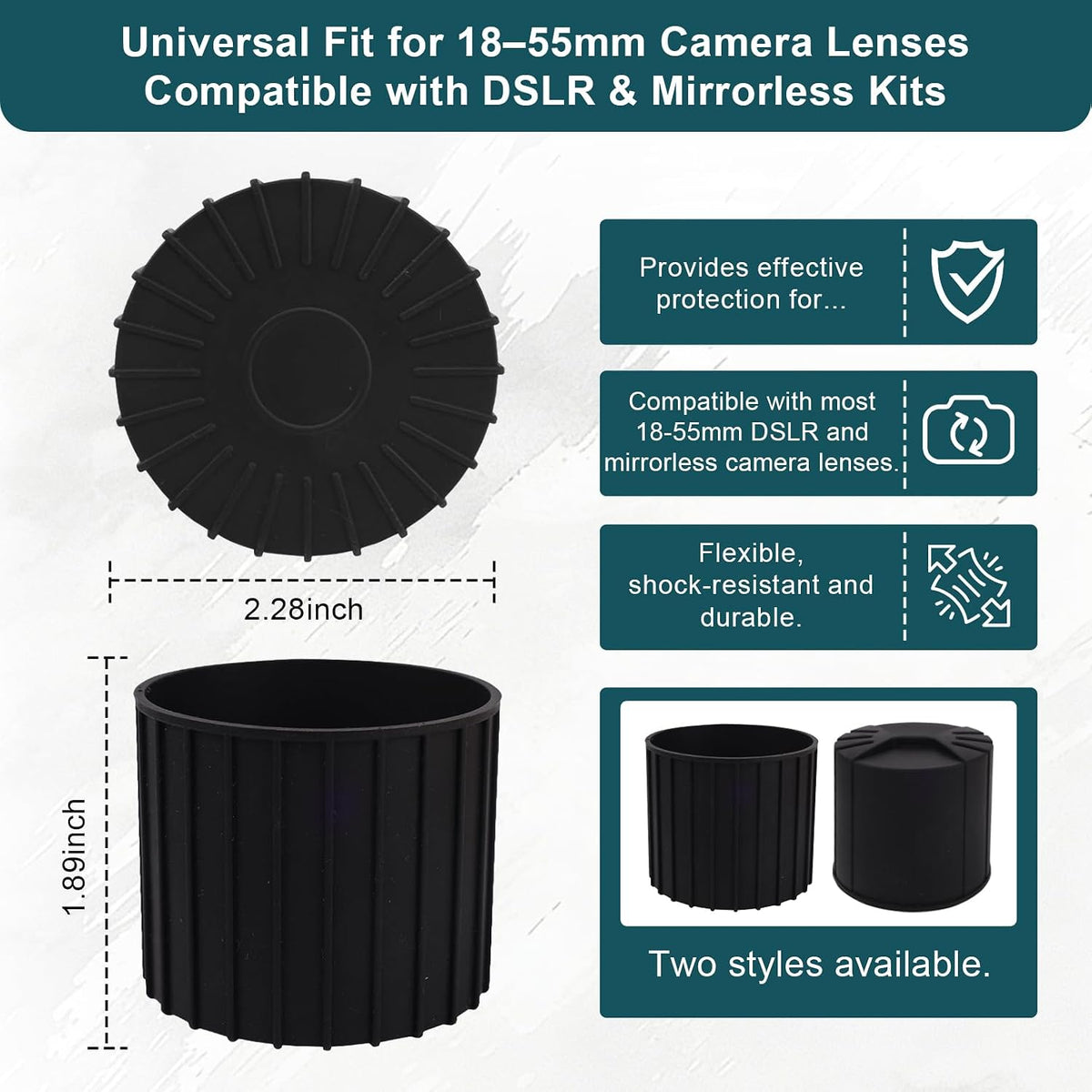 HUYEIOBGD 1855mm Universal Lens Cap, Flexible Camera Lens Cover for DSLR & Mirrorless Cameras, Front Element Protection
