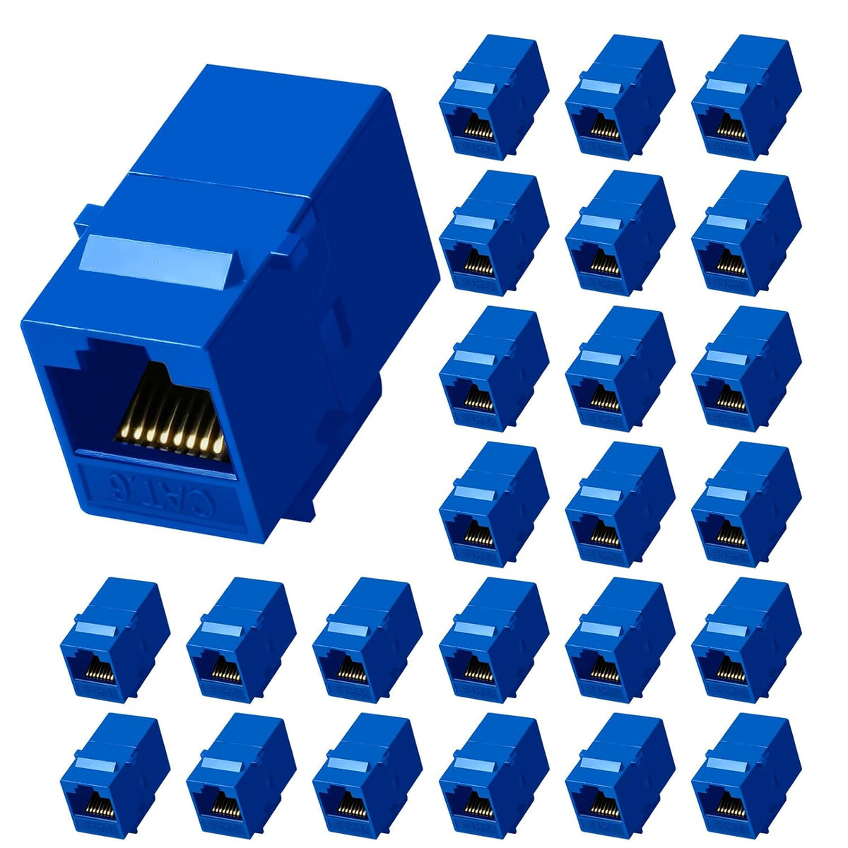 Cat6 RJ45 Keystone Coupler 25-Pack, Ethernet Coupler Female to Female, Ethernet Cable Extender UTP Inline Cat6 Keystone Jacks for Wall Plates & Patch Panels – Blue