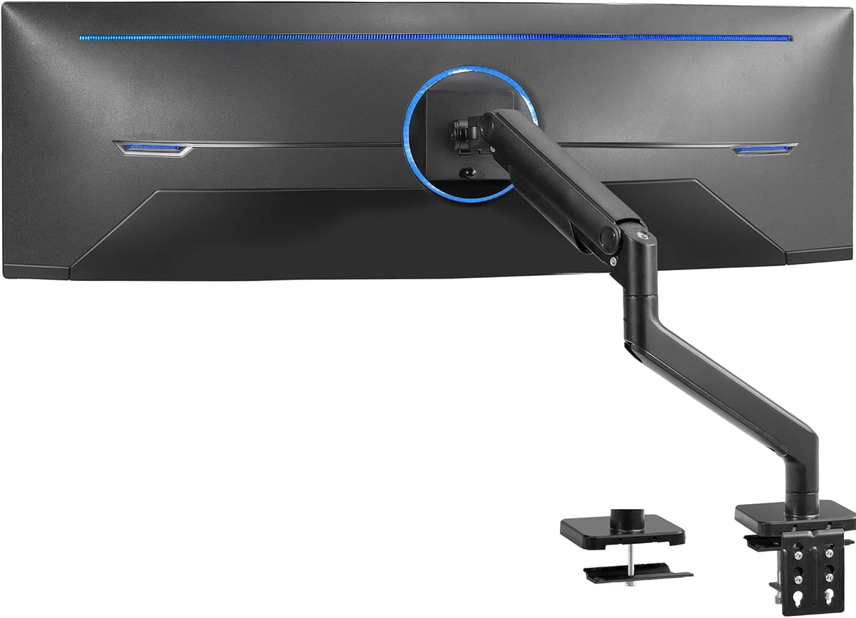 VIVO Heavy Duty Aluminum Ultrawide Monitor Tension Arm for up to 49 inch Screens, Holds 44 lbs, Premium Desk Mount Stand Designed for Samsung Odyssey G9 and More, Black, STAND-V101V
