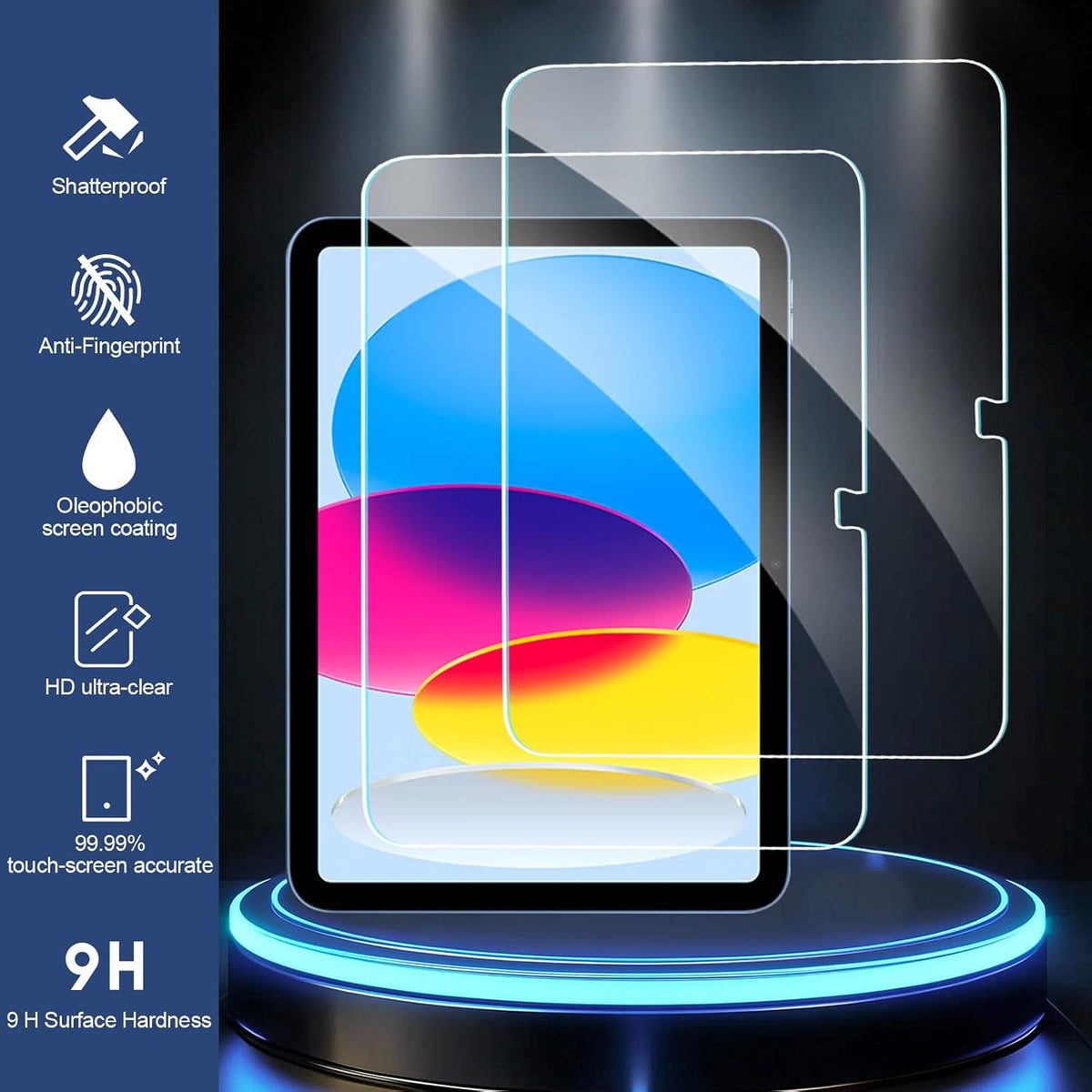 2 Pack 11th A16 2025 10th 10.9 Inch 2022, 9H BLOSOMEET Screen Protector for iPad & Generation HD Clear Hardness