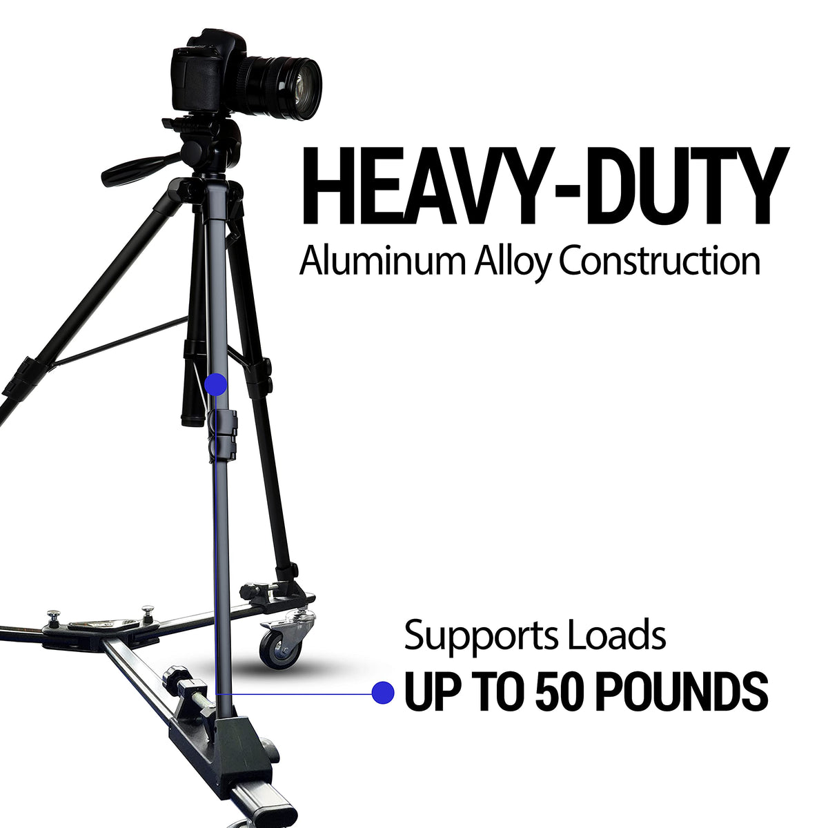 Vidpro PD-1 Professional Tripod Dolly - Heavy Duty with Adjustable Leg Mount with Locking Wheels and Carrying Case Compatible with Most Tripods