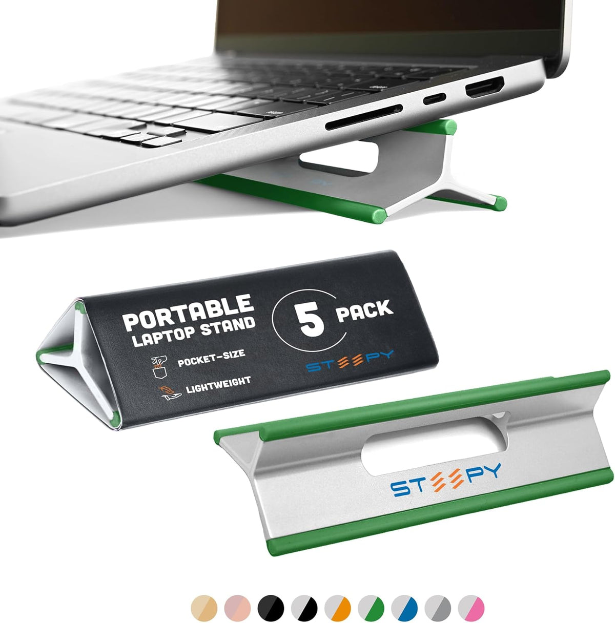 Steepy Adjustable Laptop Stand for Desk - 3 Heights Computer Stand - Laptop Riser for Desk