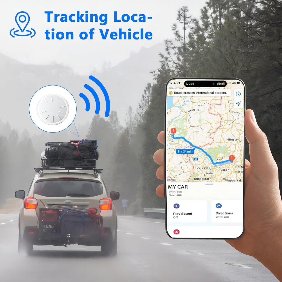 HONGTOP H (White,2PCS) Tracker Device for Vehicles,No Monthly Fee GPS Car Tracker,Anti-Lost Car Locator Works with Find