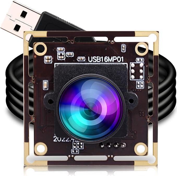 ELP 16MP Wide Angle USB Camera Module with 170degree Fisheye Lens for Raspberry Pi Computer 4K Mini UVC USB2.0 Video Webcam Board Industrial PC Lightburn IMX298 Laptop ELP-USB16MP01-L170