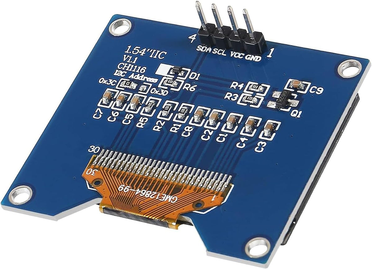 ACEIRMC 2pcs 1.54 Inch 12864 128x64 SSD1309 I2C 32-4 OLED Module Driver IIC Serial Interface Self-Luminous Display