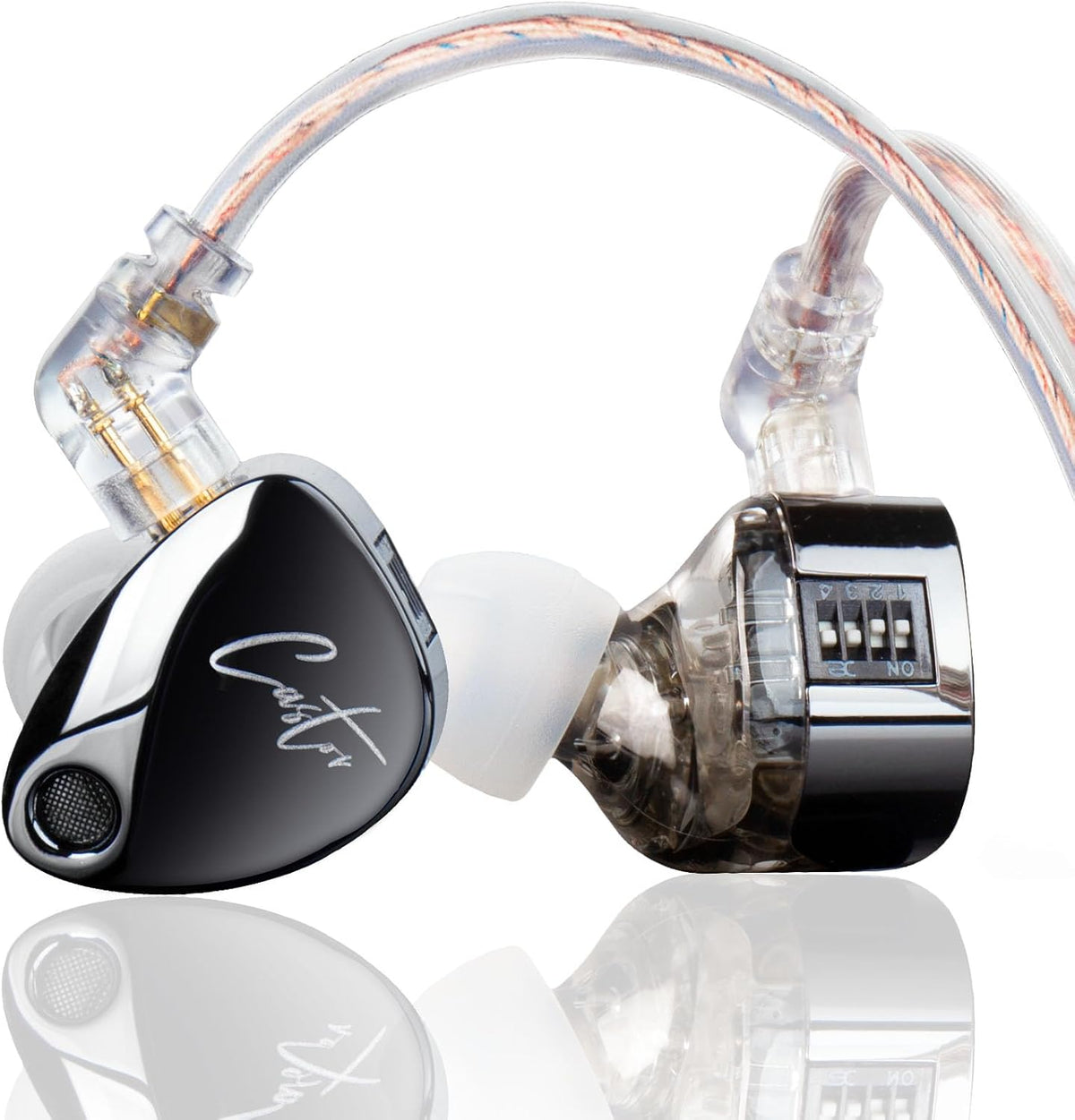 KZ Castor in Ear Monitor Headphones, HiFi Improved Bass Earphone Sound Tunable Noise Isolating IEMs, Dual-Dynamic Driver Wired Earbuds, 2PIN-C Detachable Cable for Singers Musicians