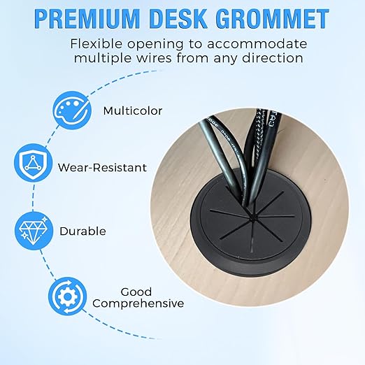 BOPOREAE 4 Pcs Desk Grommet 2" (50mm), Desk Hole Cover for Cables