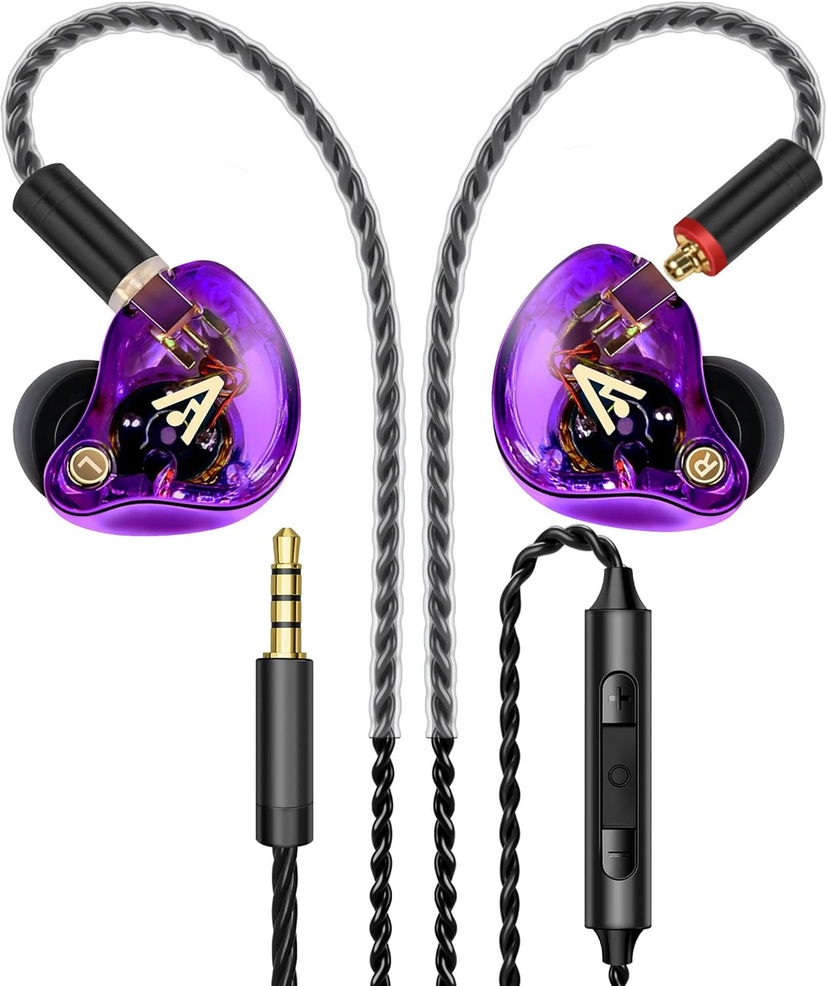 Vibes 202M Wired Earbuds - HiFi in Ear Monitor Headphones - Noise-Isolating Ear Buds w/ Mic - Clear Sound, Deep Bass & Comfort-Fit Gaming Earphones - MMCX to 3.5mm & Silver Plated Cord, Carrying Case