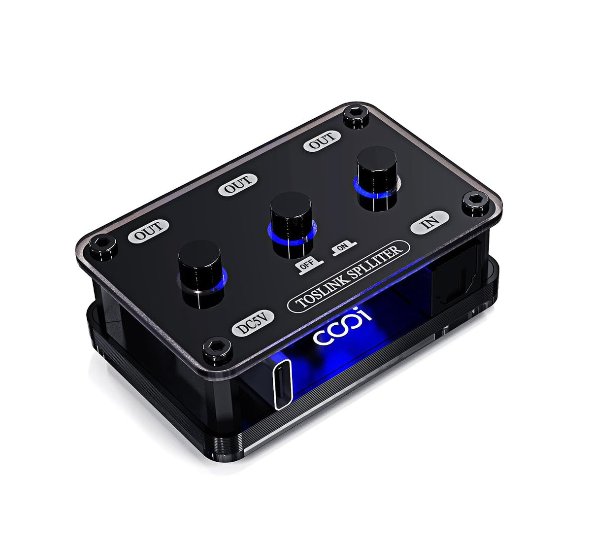 cooidea 1 3 192k/24Bit LPCM2.0/DTS/Dolby-AC3 5.1 Digital Optical Audio Splitter in Out SPDIF Toslink Optical Splitter