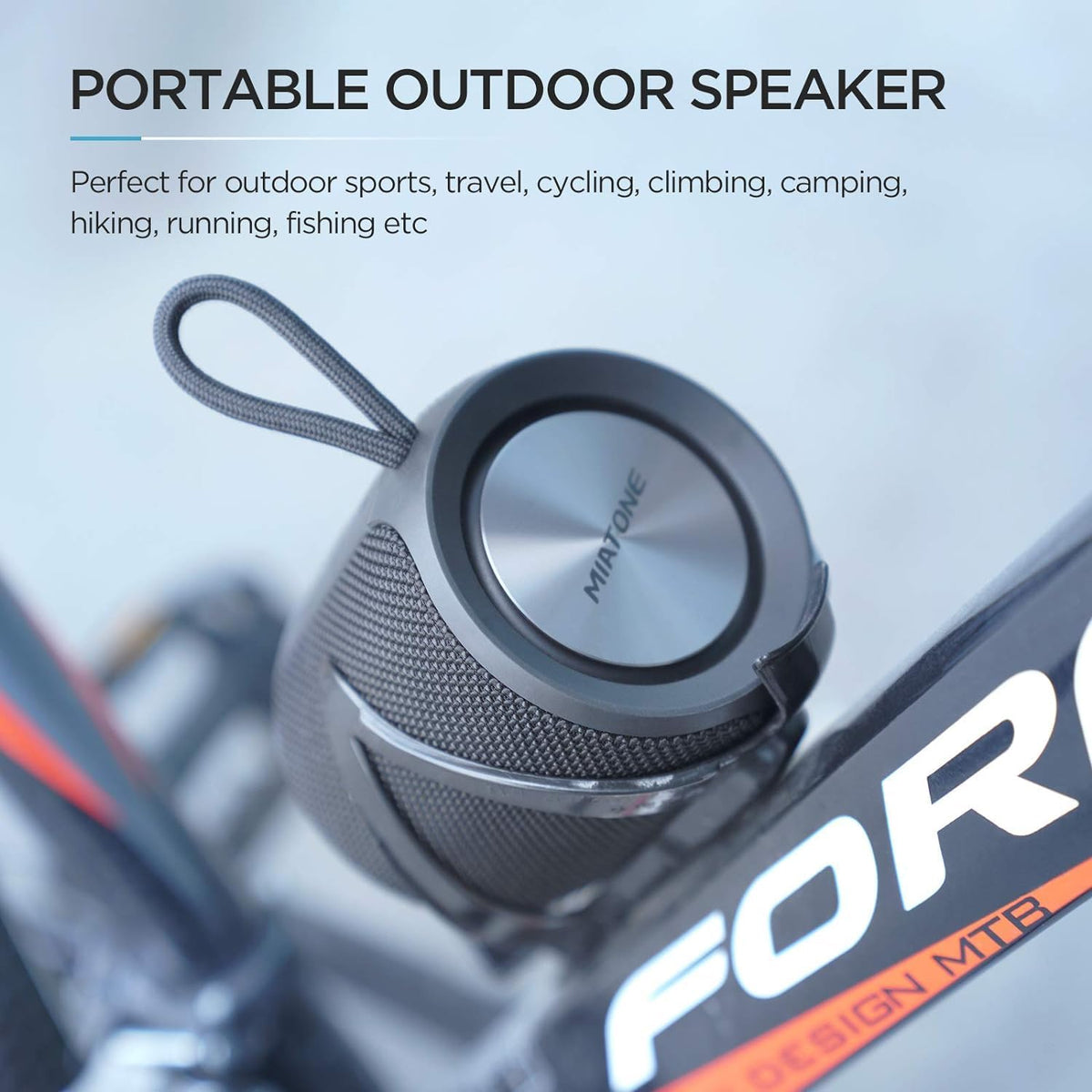 MIATONE QBOX - 16W Bluetooth Speaker IP67 Waterproof Speaker with Deep Bass, Portable Speakers for Beach Camping Accessories, Gifts for Men Fathers Him - Black
