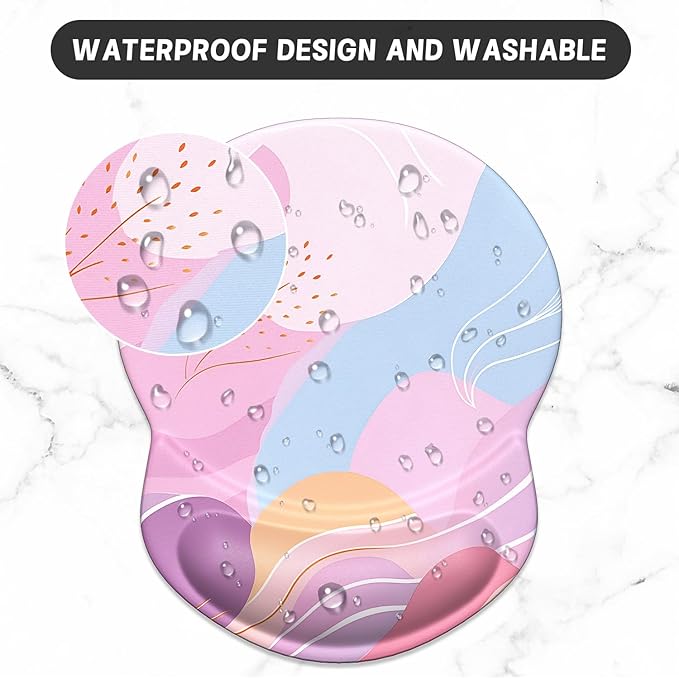 ITNRSIIET Ergonomic Mouse Pad with Gel Wrist Support Small Wrist Rest Smooth Surface Non-Slip PU Base Comfortable Office Supplies Pain Relief, 8.7 x 7.2 inches, Art Style Pattern