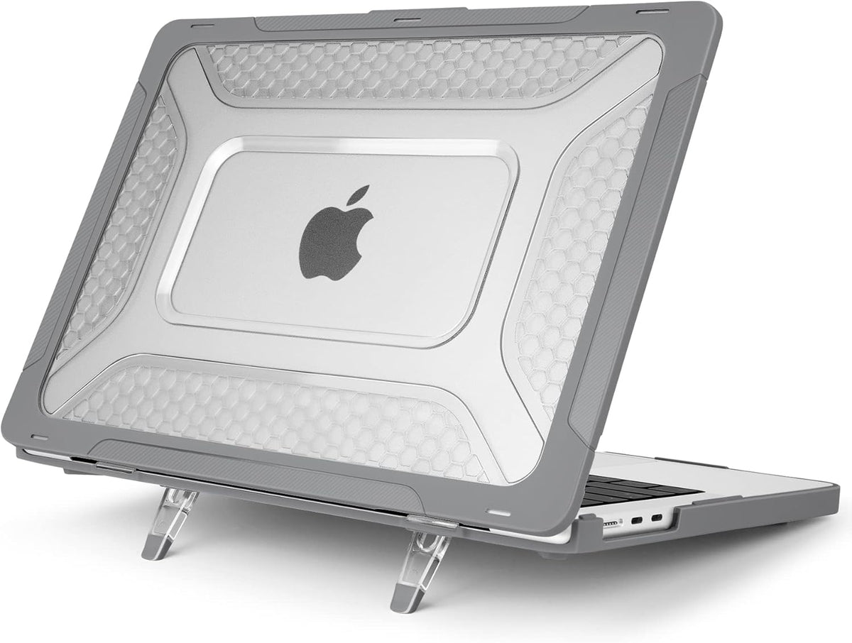 Batianda Case for New MacBook Air 13 inch 2025 M4 Chip 2024 2022 Release A3240 A3113 A2681 Model,Honeycomb Heavy Duty Protective Hard Shell with TPU Bumper Fold Kickstand & Keyboard Cover, Grey