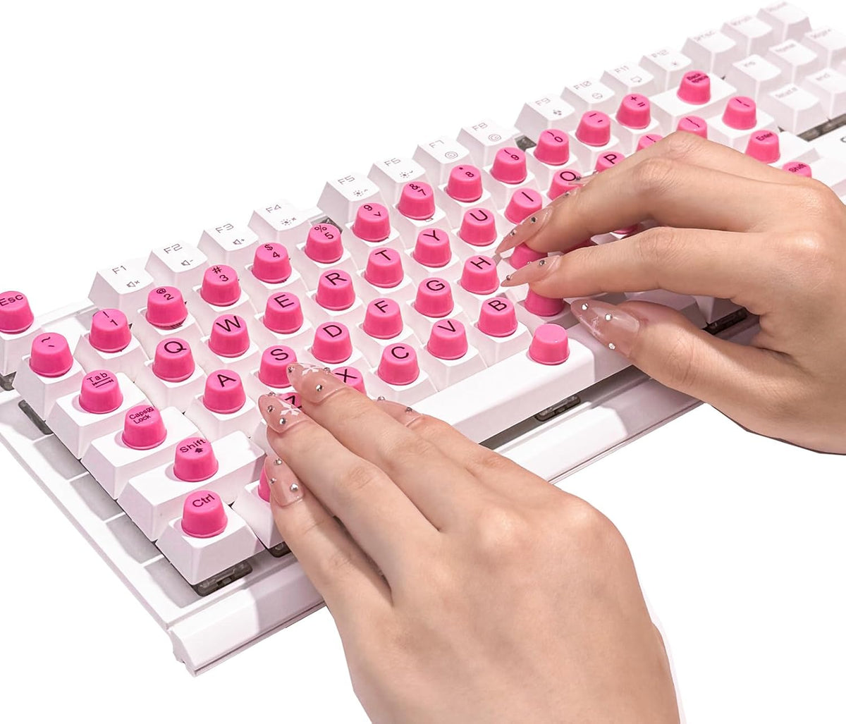 64 64PCS) Pcs Keyboard for Long Nails with Letters, Self-Adhesive Keyboard Stickers for Long Nails, Typing Aid