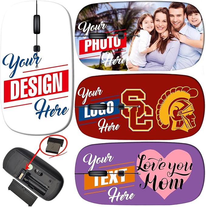maizi Small Wireless Mouse for Personal Computer Laptop MacBook Small Wireless Mice Image ID: 35057432 American Football fie 2.4G Lightweight with USB Receiver Printed in USA Product