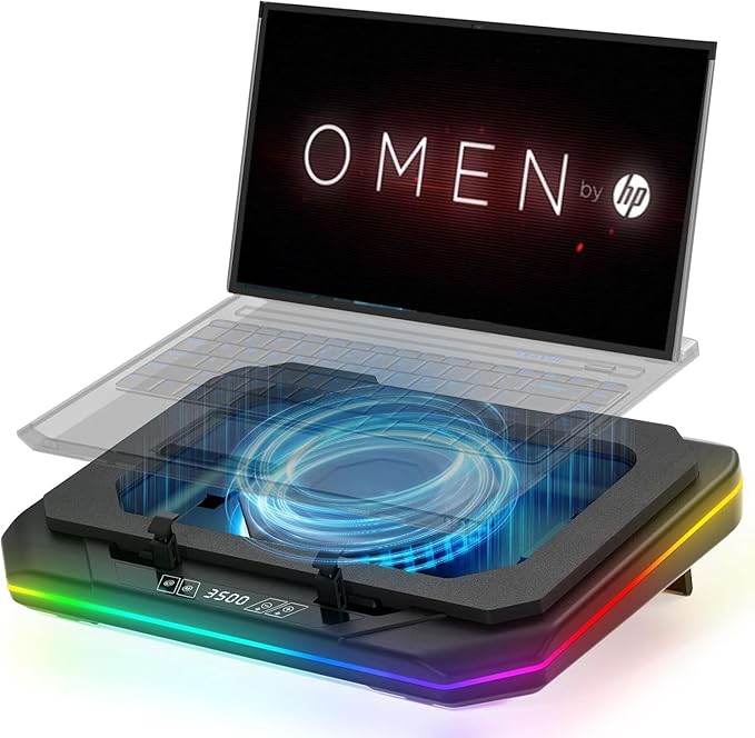 Cooling Pad for HP Omen 17 16 15 15t Transcend 14 16 MAX 16 Victus 15 16 Pavilion 14-17 inch Gaming Laptopwith Ultra Powerful Booster Turbo Fan6 RGB Light ModeAdjustable SpeedTouch Start