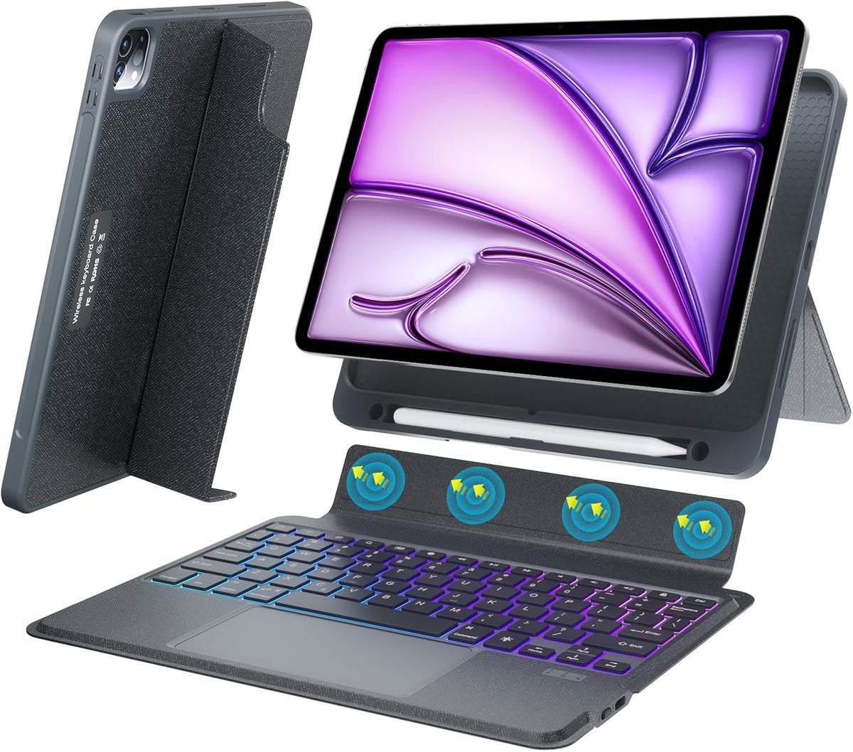 Combo Keyboard Case with Trackpad for ipad Air 11-inch (M2) 2024 & iPad Pro 11 inch (1st/2nd/3rd/4th Generation), Detachable Backlit Keyboard with Kickstand, Multi-Mode, For 10.9”iPad Air 4th/5th Gen