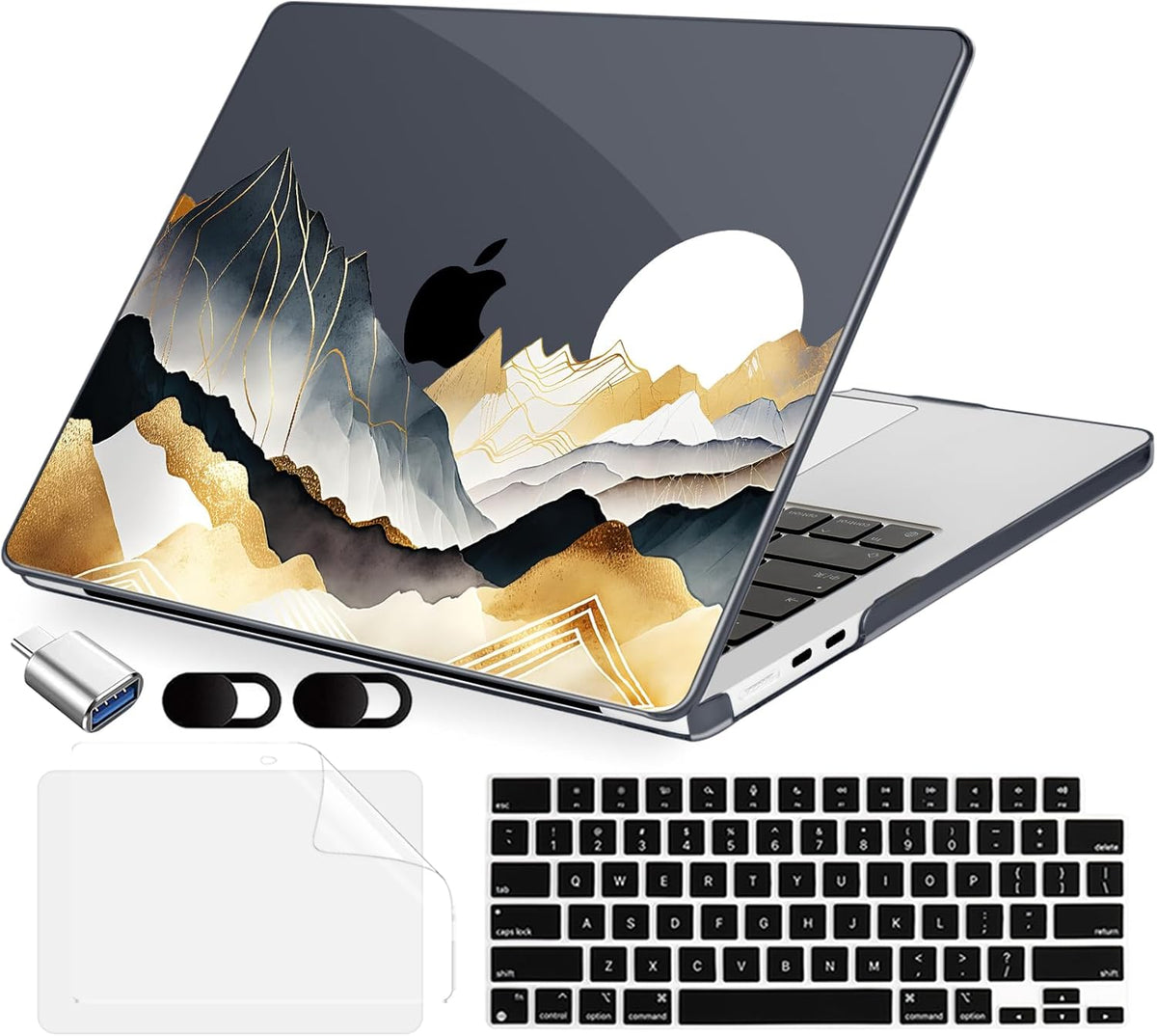 Compatible with MacBook Air 15 inch Case, M4 A3241/M3 A3114/M2 A2941 (Released 2025 to 2023), Hard Shell, Keyboard Cover, Screen Protector, Webcam Cover & Type-C Adapter, 019