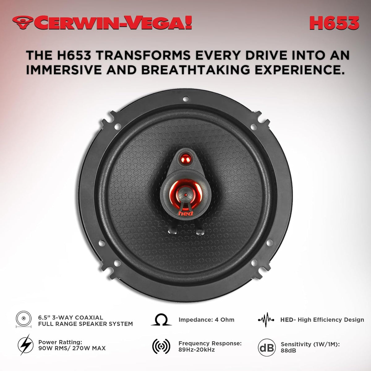 CERWIN-VEGA! HED 2025 Edition – 6.5” 3-Way Coaxial Full Range Speaker System - H653