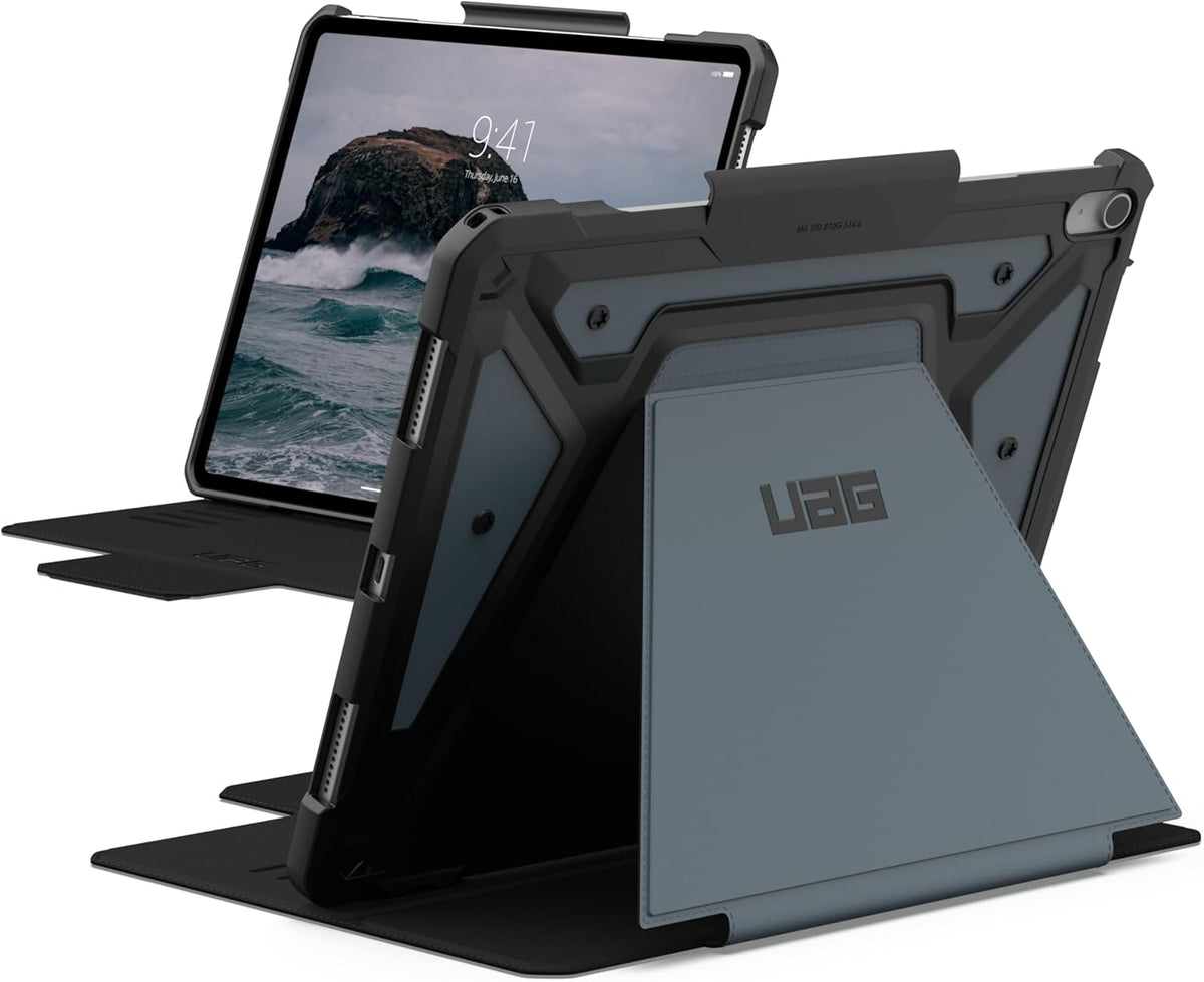 URBAN ARMOR GEAR UAG Designed for iPad Air 13" Case (1st/2nd Gen 2024-2025) M3 A3268 A3269 - Rugged Multi-Angle Viewing Folio Cover with Pencil Holder & Adjustable Stand, Metropolis SE Cloud Blue