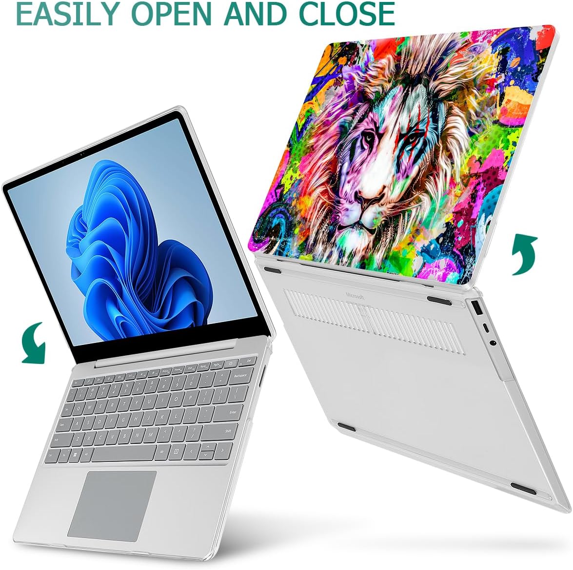 Tuiklol Case for 15 Inch Microsoft Surface Laptop 5/4/3 2022-2020, Model 1979/1953/1872/1873 Hard Shell Cover, Keyboard Cover+Screen Protector+Dust Plugs,Lion