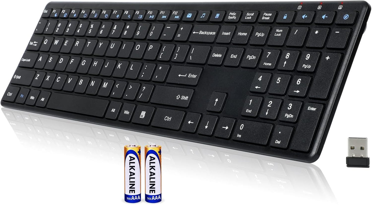 INFINMIND Keyboard-2.4G Keyboard,19 Wireless USB Ultra Slim Quiet Full Size Matte PC Computer Multimedia Keys,Number