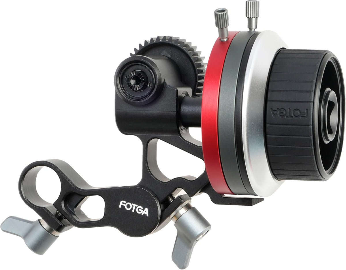 Foto4easy Aluminum Mini Follow Focus for DSLR Mirrorless Camera Camcorder Cage Rig,with A/B Stops & 15mm Rod Clamp System