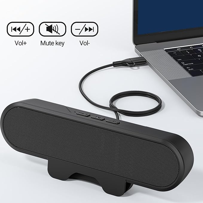 Yoidesu Computer Speaker External Speakers for Laptop with Two 1.4inch Magnetic Loudspeakers HD Stereo Loud Sound Computer Soundbar for PC with Volume Control Plug and Play