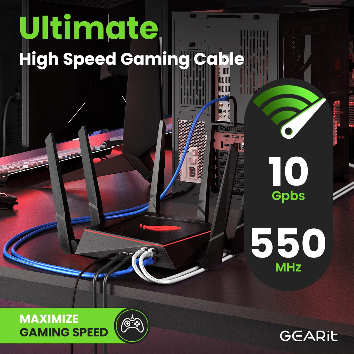 6 1 (10 Pack) Cat6 1ft 10Gbps 550MHz 24AWG RJ45 GEARit Cat Ethernet Patch Cable ft Black Patch Cables Black/Ethernet