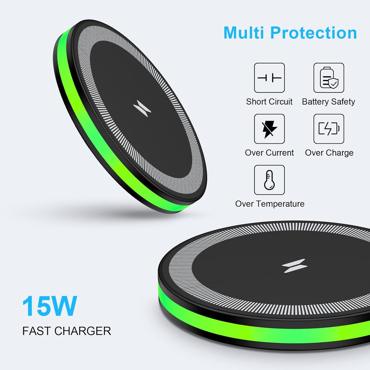 Wireless Charger Fast Charging Pad Android Charging Station Wireless Phone Charger for Android Samsung Galaxy S25 Ultra S25 Plus S25 S24 S23 S22 S21 S20 S10, iPhone 16 Pro Max Plus 15 14 13 12