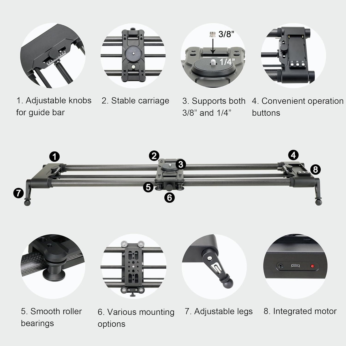 Konova New G1 Wireless Motorized Integrated Carbon Slider for Video, Time Lapse, Stop Motion, Parallax Panormaic Shooting (80cm (31.5"))