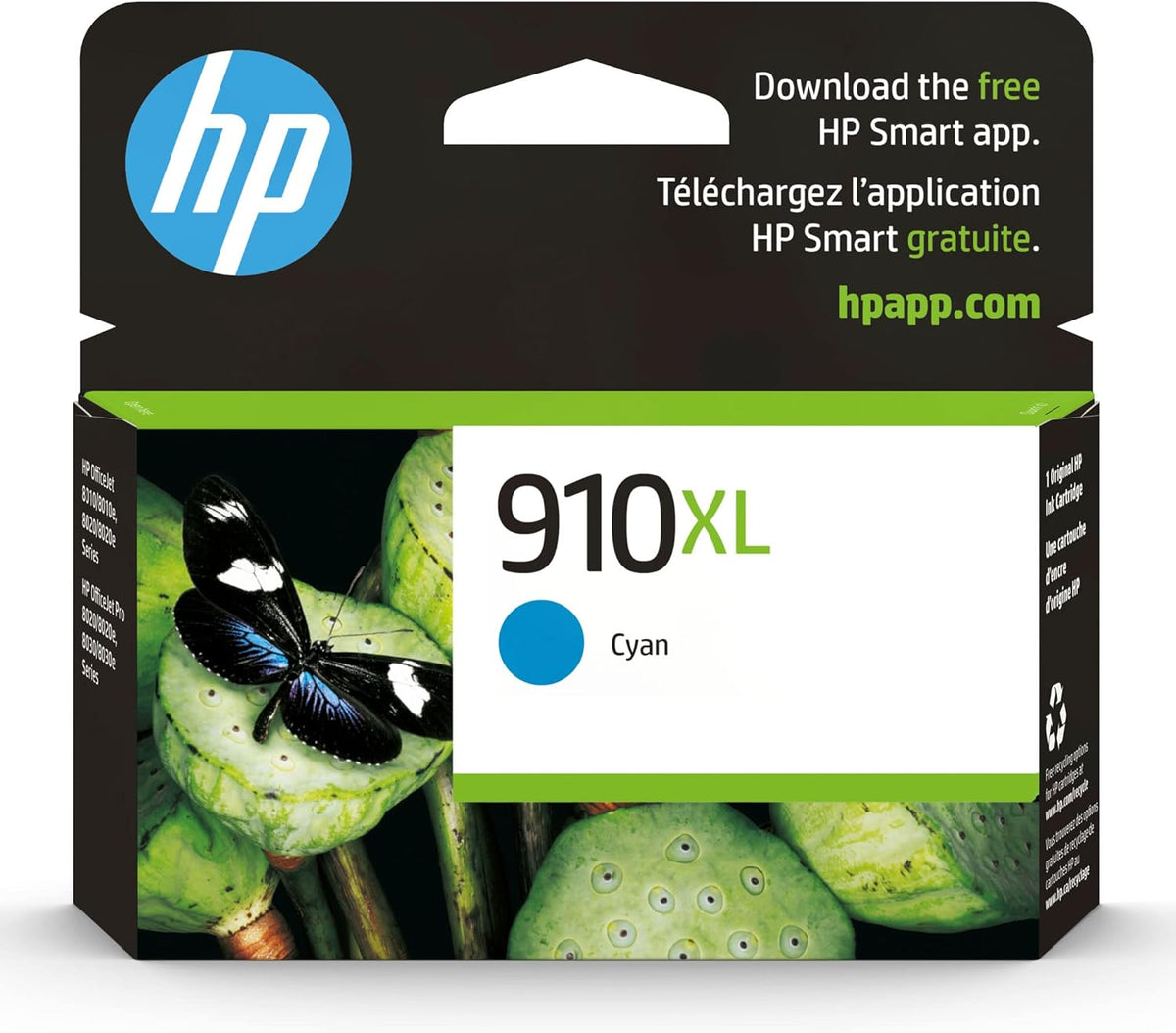 HP 910XL Cyan High-yield Ink Cartridge | Works with HP OfficeJet 8010, 8020 Series, HP OfficeJet Pro 8020, 8030 Series | Eligible for Instant Ink | 3YL62AN