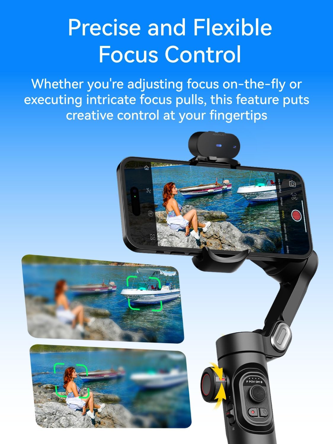 Gimbal Stabilizer for Smartphone with AI Tracking Sensor, Gimbal with Focus Wheel for Phone/Android, Phone Stabilizer with 7.0 Anti-Shake for Video Recording-Smart XE AI