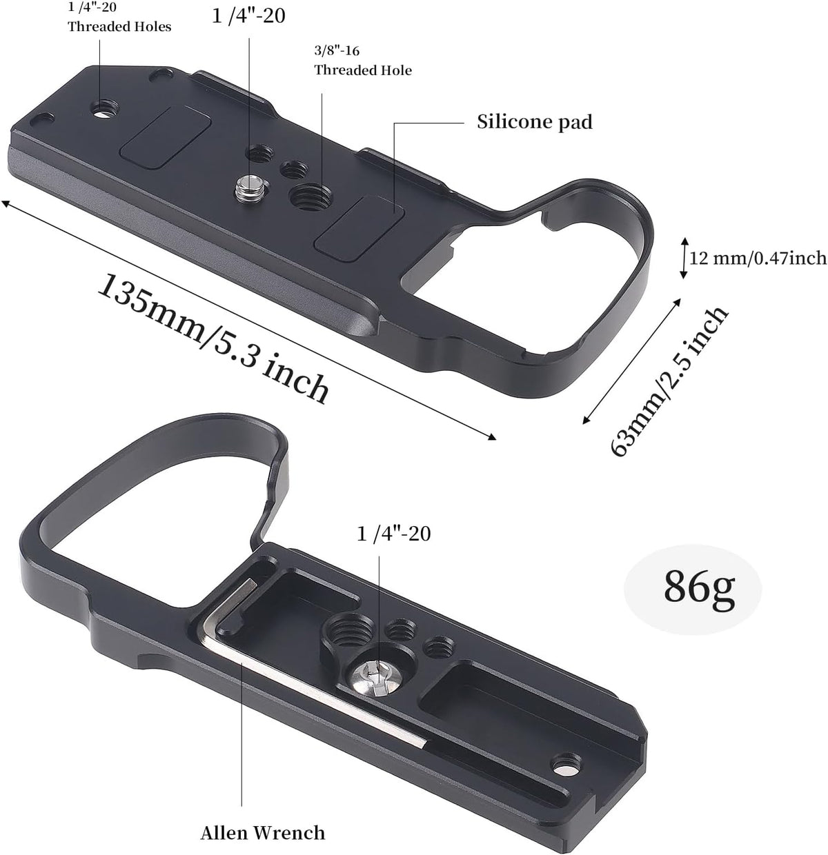 FocusFoto X-H2/X-H2S Quick Release Baseplate QR Plate Mount for Fujifilm Fuji Mirrorless Camera, Compatible