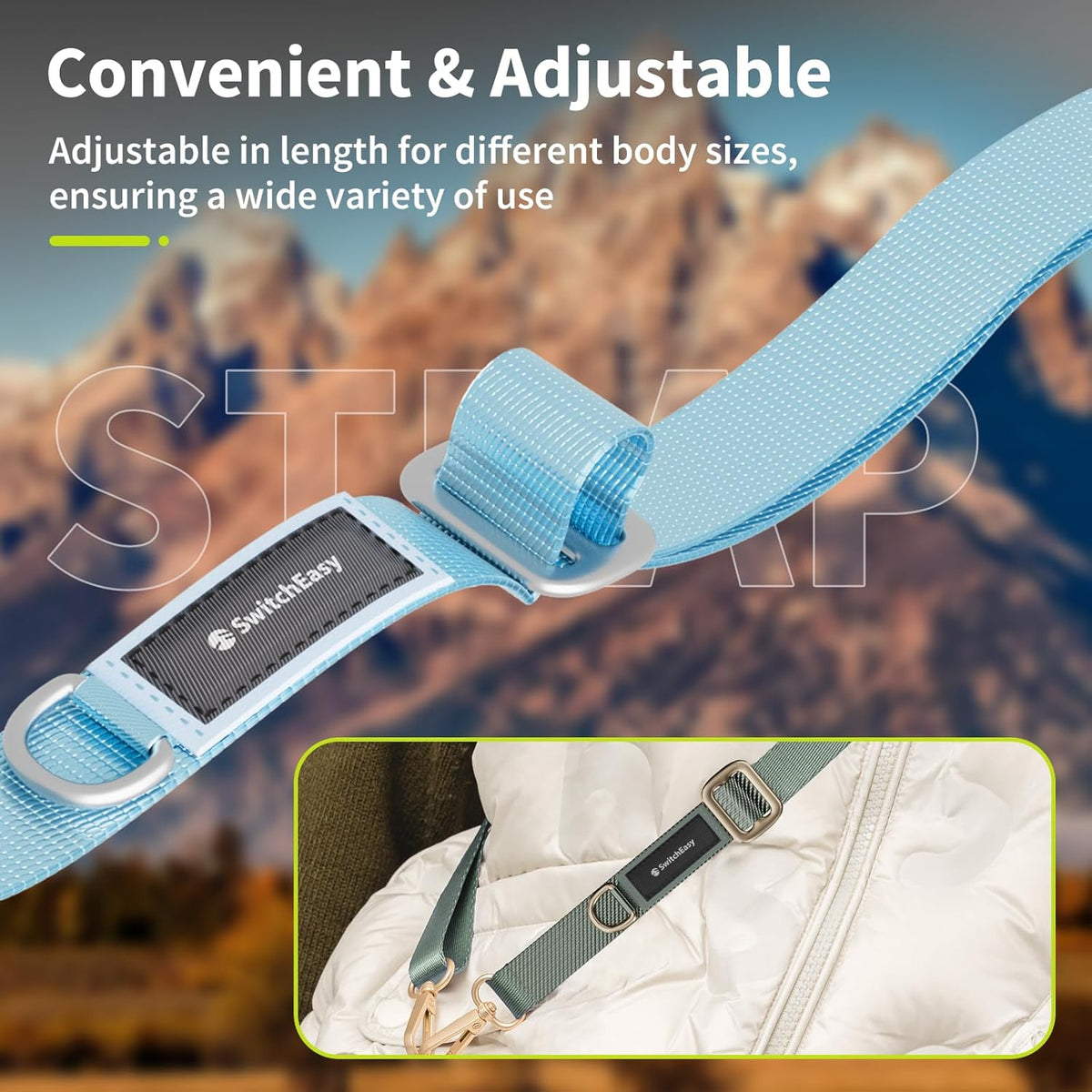 SWITCHEASY 20mm Adjustable Crossbody Phone Strap Compatible with Most Phones, Anti-Theft & Ant-Drop, Hands Free for Phone Lanyard Crossbody with Strap Card Phone Tether Tab - EasyStrap (Sea Foam)