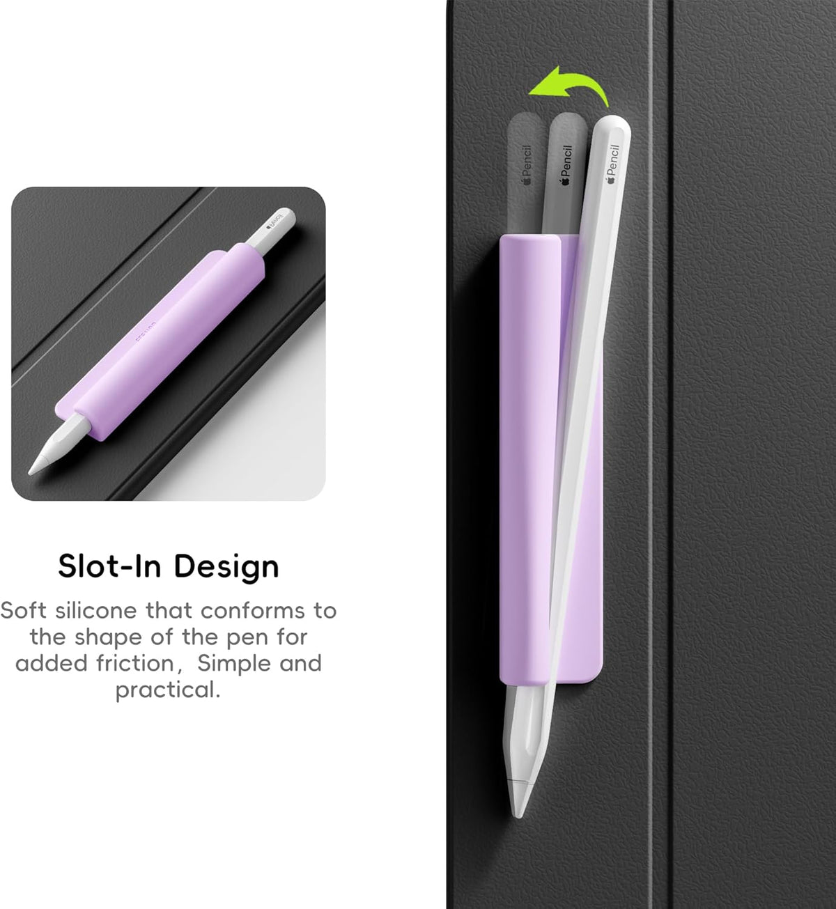 ELETIUO 3 Pack Silicone Pencil Holder Sleeve,Compatible with Apple Pencil (USB-C),Apple Pencil 1st/ 2nd Generation,Strong Adhesive Sticky Attached to iPad Case for Stylus Pens,White,Pink,Purple