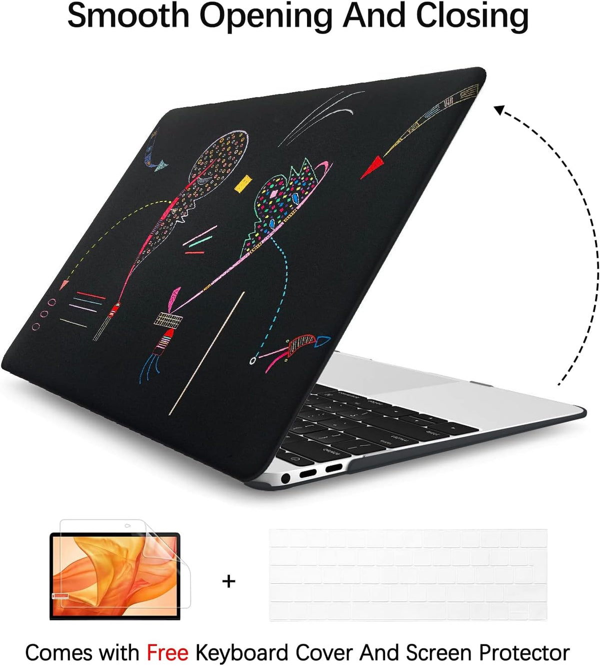 Berkin Arts for MacBook Pro 14 inch Cover A3401 A3185 A3112 A2992 A2918 A2779 A2442 with M4 M3 M2 M1 Chip(2021-2024 Release) Keyboard & Screen Cover Naive Art Illustrated (Two Sides by Kandinsky)