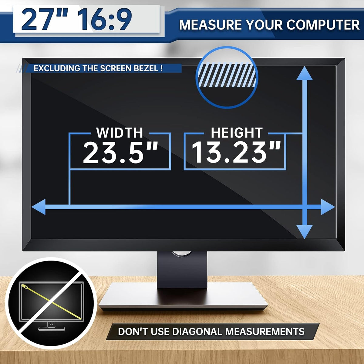 Privacy Screen Filter for 27 inch Widescreen Monitors-Privacy Screen for Computer Monitor-Computer Privacy Screen(16:9 23.5”x13.23”)